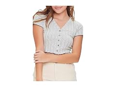 Forever 21 Ribbed Button-front Crop Top