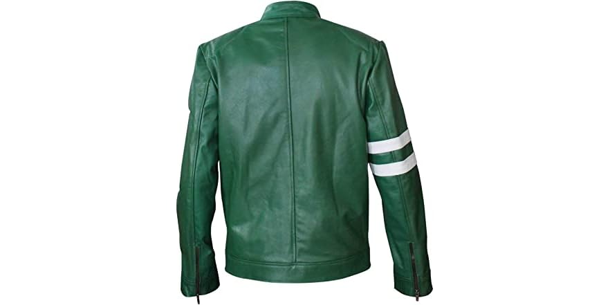 Dark Green Leather Motorcycle Jacket (Large) 