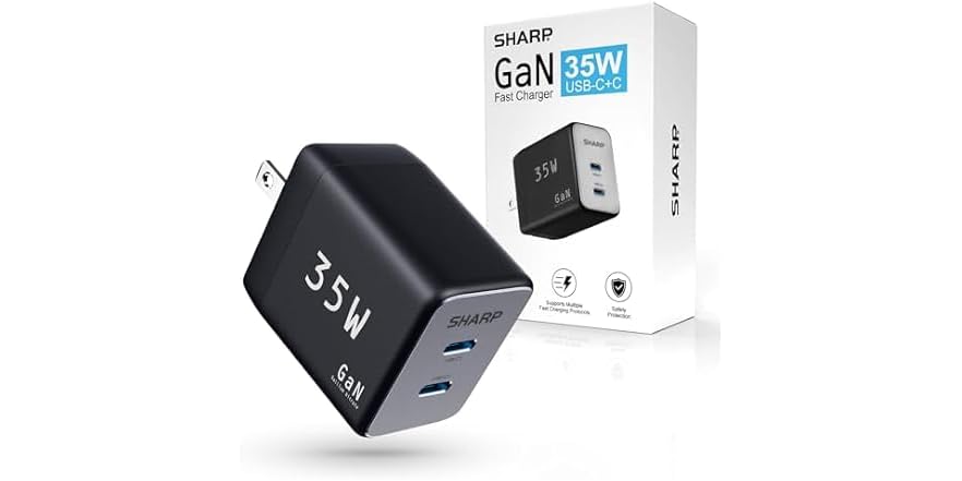Sharp GaN Dual Port Foldable 35W USB-C Charger
