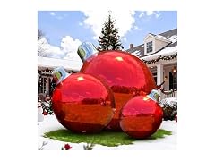 FLEUFAB 3PCS Red Inflatable Mirror Ball