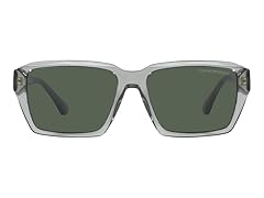 Emporio Armani Men's Low Bridge Fit Rectangular Sunglasses