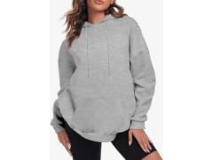 Fkeep Women (L) Oversize Hoodies Fleece Tops Grey