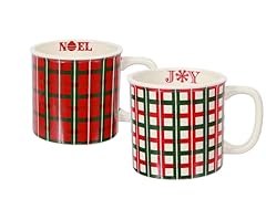 Ceramic Plaid Mugs - Set of 2