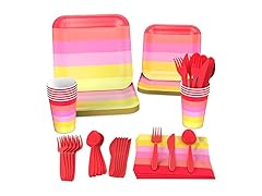 Crayola Color Pop Warm Rainbow Stripe Party Supplies