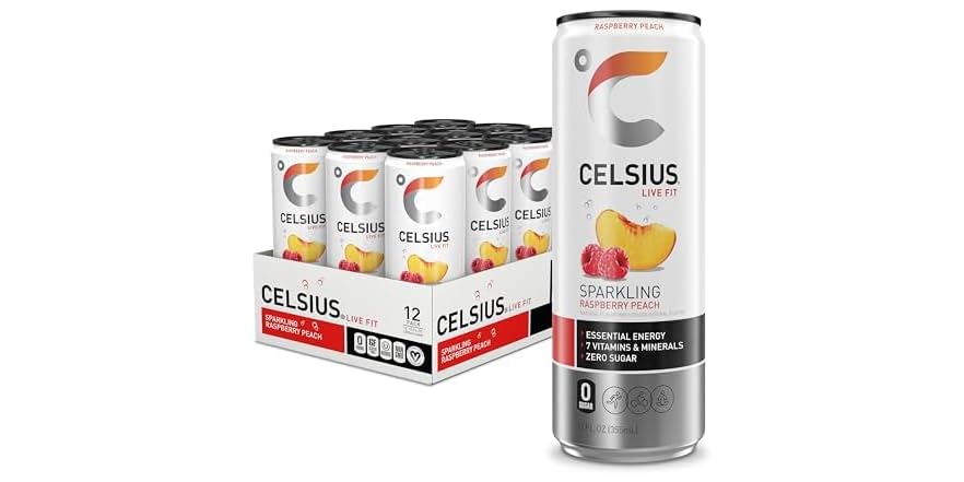 12PK CELSIUS Sparkling Raspberry Peach, Sugar Free