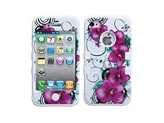MYBAT IPHONE4AVHPCTUFFIM014NP Premium TUFF Case for iPhone 4 - Morning Petunias/Solid White