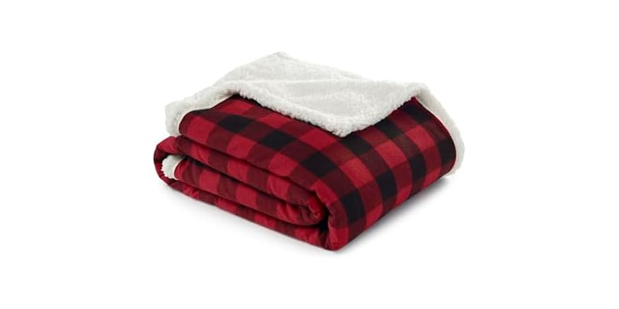 Eddie Bauer Cozy Sherpa Throw Blanket for Couch 50×60 – Reversible Fleece Plaid, Sofa & Bed