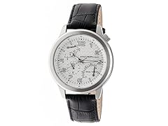 Morphic M52 Series Mens Dual Time Zone Leather Strap Watch with Date