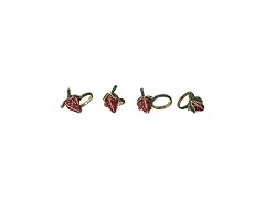 Creative Co-Op 4-Piece Glass Beaded Strawberry Napkin Rings