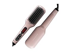 MEGAWISE Pro Ceramic Ionic Hair Straightener Brush for Home Salon 