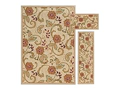 3 PC Nylon Area Rug Set Beige/Orange