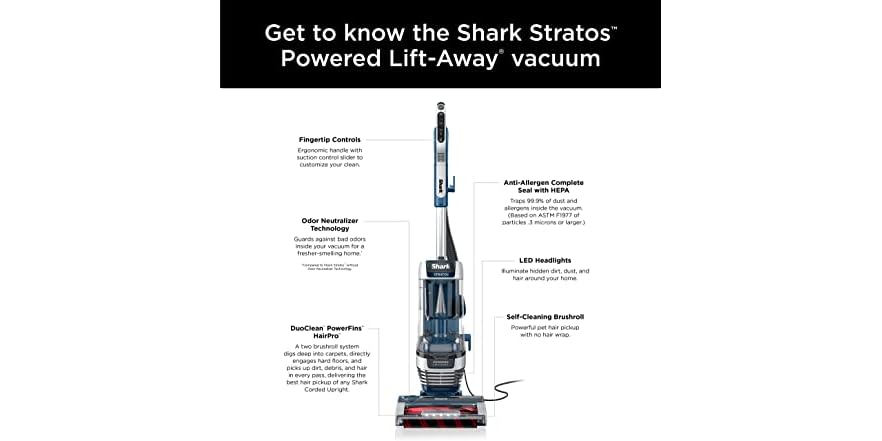 Shark AZ3002 Stratos Upright Vacuum with DuoClean PowerFins (NEW