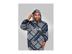 SEAHAWKS NFL Sherpa Flannel Hoodie Blanket