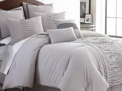 Marilyn Embellished Linen 8-pc Comforter Set-Grey-Queen