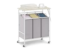 3-Section Laundry Sorter Cart with Ironing