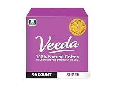 Veeda 100% Natural Cotton Tampons Super Absorbency
