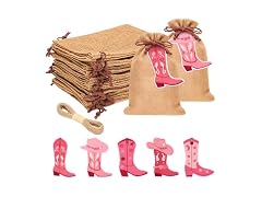Defresit 50 Pack Pink Burlap Bags 4" x 6"