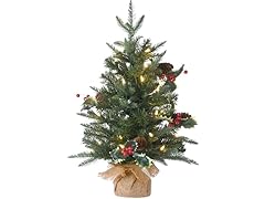 2' Happy Hill Pine Burlap 35 LED