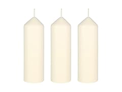Mega Candles 3 pcs Unscented Round Dome Top Ivory Pillar Candles