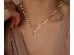 FICXOR Bubble Initial Necklace Gold