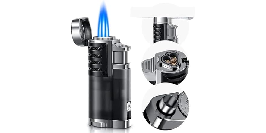 iopklm Refillable Butane, Triple Jet Lighter