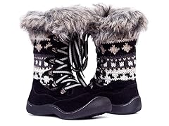Gwen Short Lace Up Snowboot, Black