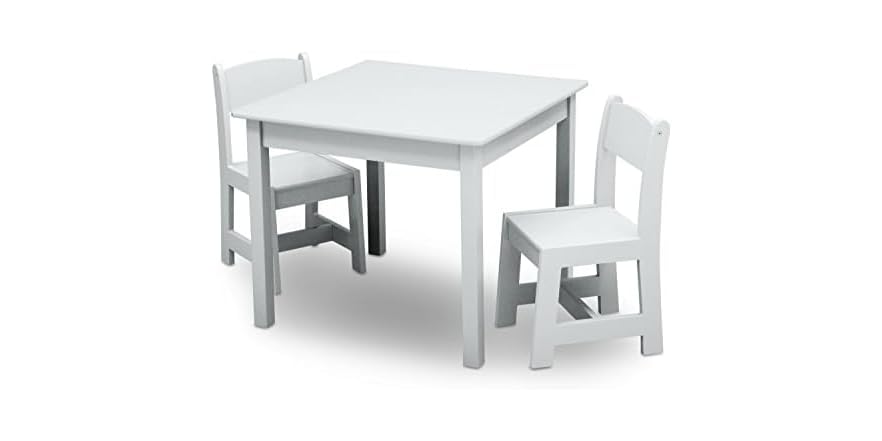 Della 3-Piece Solid Wood Kids Table & Two Chair Set, Gray
