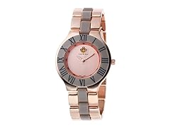 Louis Richard Ladies Rivoli Strap, Rose Gold/Beige