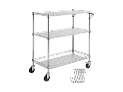 Kitchen Utility Cart, 3 Tiers, Wire Liner