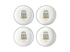 Set of 4 Small Ceramic Plates, 6" Diameter, Birthday Cake