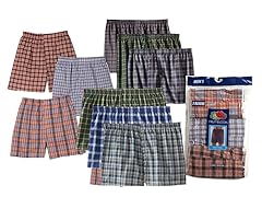 Men's Plaid Woven Boxers (12 pack)