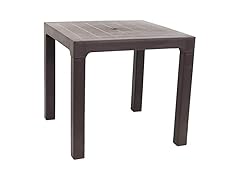 Sunnydaze 31-Inch Square Plastic Indoor/Outdoor Dining Table - Brown