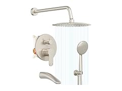 Gabrylly Shower System w/ Tub Spout, Brushed Nickel