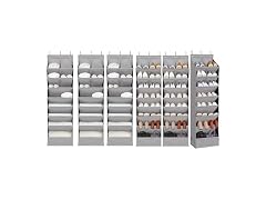 6 Pack Shoe Organizer with 6 XL Pockets Grey