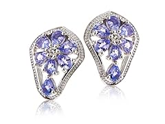 Sterling Silver Tanzanite & Wht Topaz Shield Earring
