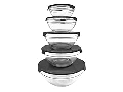 Beautyko Milex 5 Piece Glassware Bowls, Black