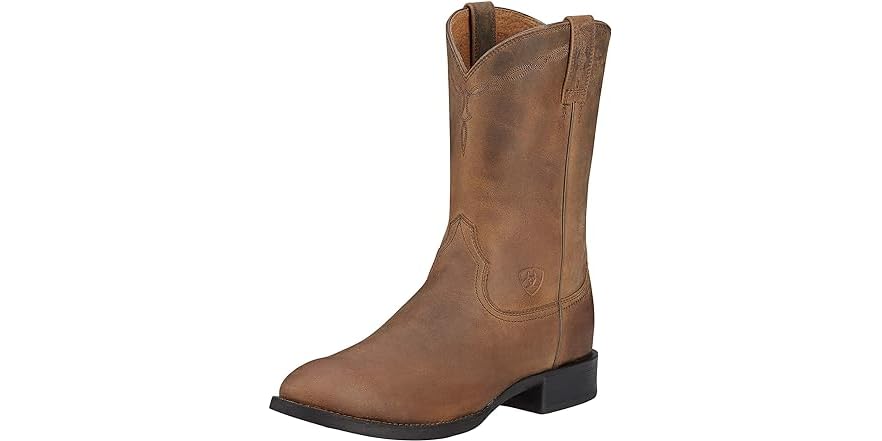 ARIAT Men's Black Heritage Roper Western Full Grain Leather Cowboy Boots Size 9D