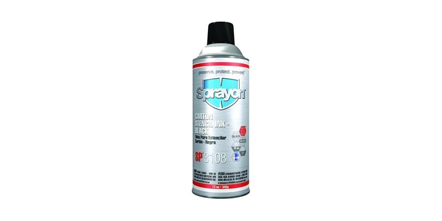 Sprayon S03108000 16-Oz. Black Aerosol Stencil Ink