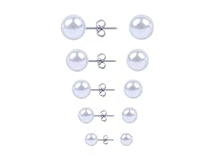 BronaGrand 5 Pairs Faux Pearl Stud