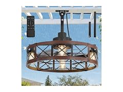 LEDIARY Walnut 22" Outdoor Ceiling Fan with Lights