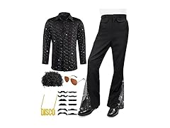 Mepase 6 Pcs Mens 70s Disco Outfits Retro Halloween Couples  (Open Box)