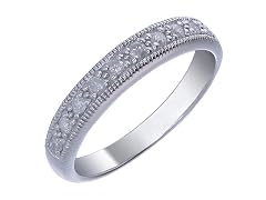 1/4 CT Diamond Wedding Band Silver