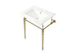 Kingston Brass 24" Ceramic Console Sink, White/Brushed Brass