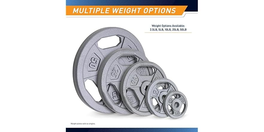 Marcy Weight Plates Rubber Rim Grip Standard Barbell 7.5