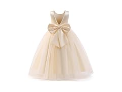 TTYAOVO Kids (8-9 Ye) Girls Flower Bead Wedding Dr