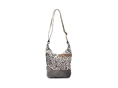 Myra Bag Floral Cowhide & Upcycled Canvas Shoulder Bag S
