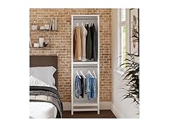 Systembuild Evolution Luxe 2-Shelf Double Clothing Rod Closet Tower, Ivory Oak