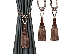 2 Pack Curtain Drapery Tiebacks Tassels- Coffee