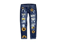Astylish (XXL) Women Patchwork Ripped Pant