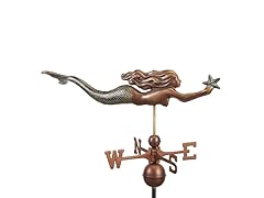 Mermaid with Starfish Weathervane -  Multi-Color Patina